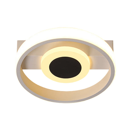 Modern Led Flush Mount Ceiling Light With Acrylic Shade In Warm/White - White Halo Design