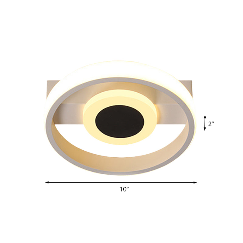 Modern Led Flush Mount Ceiling Light With Acrylic Shade In Warm/White - White Halo Design