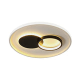 Black & White Round Flushmount Led Acrylic Fixture - White/Warm Light 16/19.5 Dia