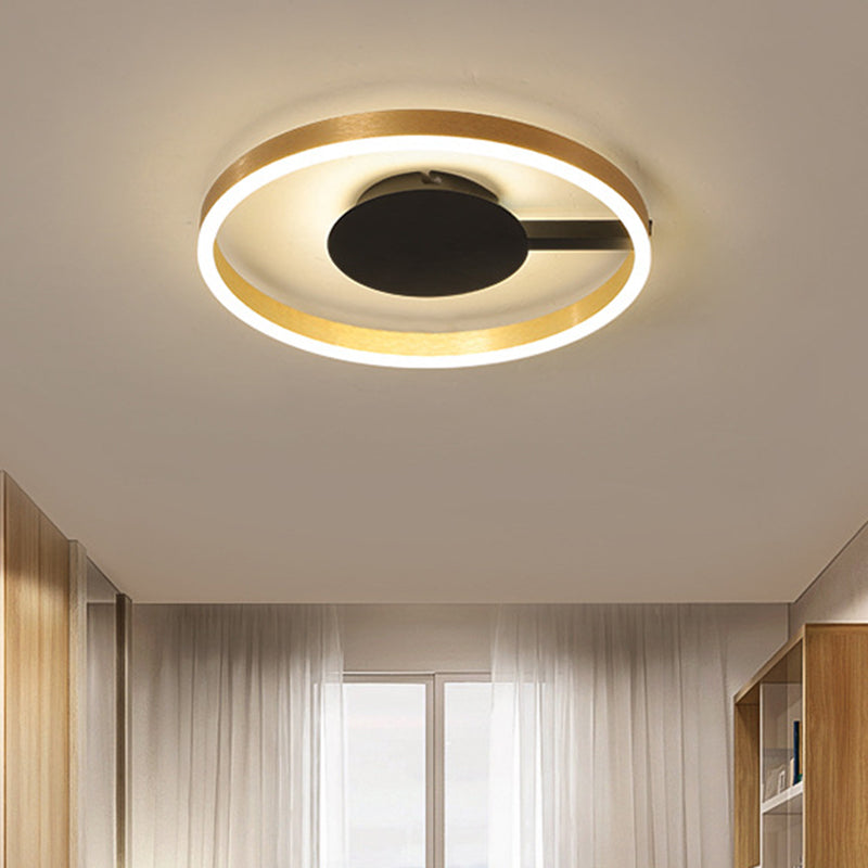 Gold Minimalist Led Bedroom Flushmount Light 16’/23.5’ Circular Acrylic Design