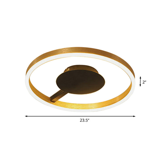 Gold Minimalist Led Bedroom Flushmount Light 16/23.5 Circular Acrylic Design