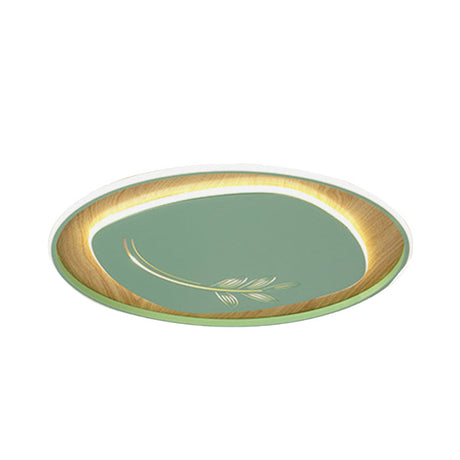 Modern Metal Arc Square Flush Light With Led Black/Grey/Green Ceiling Round Wood Canopy - 16/19.5