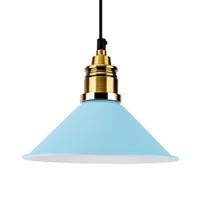 Modern Conic Pendant Light With Metal Shade In Black/Grey/White For Dining Room Blue