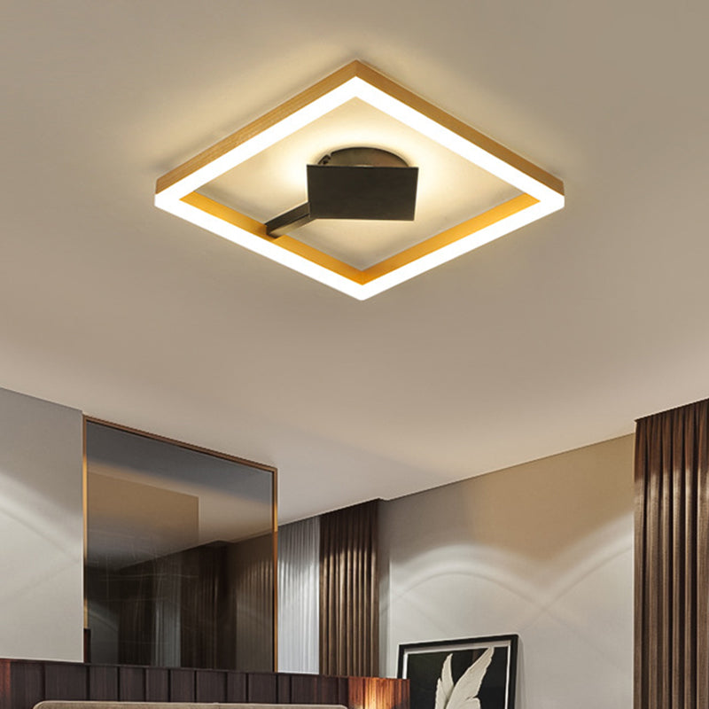 Modern Gold Square Flush Mount Led Ceiling Light Fixture - 16’/23.5’ W For Bedroom