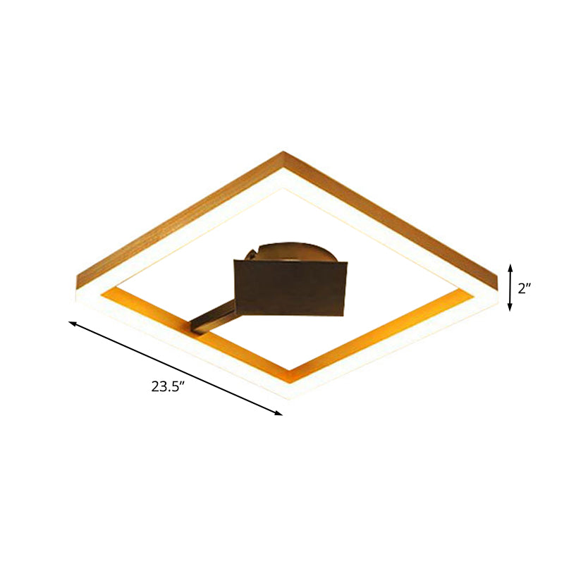 Modern Gold Square Flush Mount Led Ceiling Light Fixture - 16/23.5 W For Bedroom