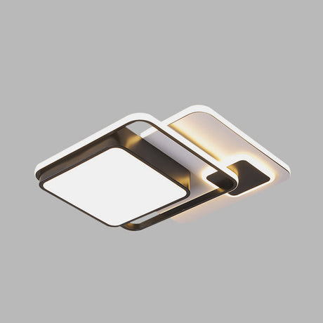 Modernist Square Flush Ceiling Led Bedroom Light Fixture - Black Iron 16/19.5 Width