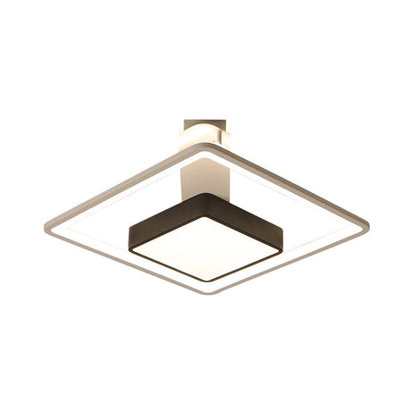 16/19.5 W Iron Square Flushmount Black & White Led Flush Mount Lighting - White/Warm Light