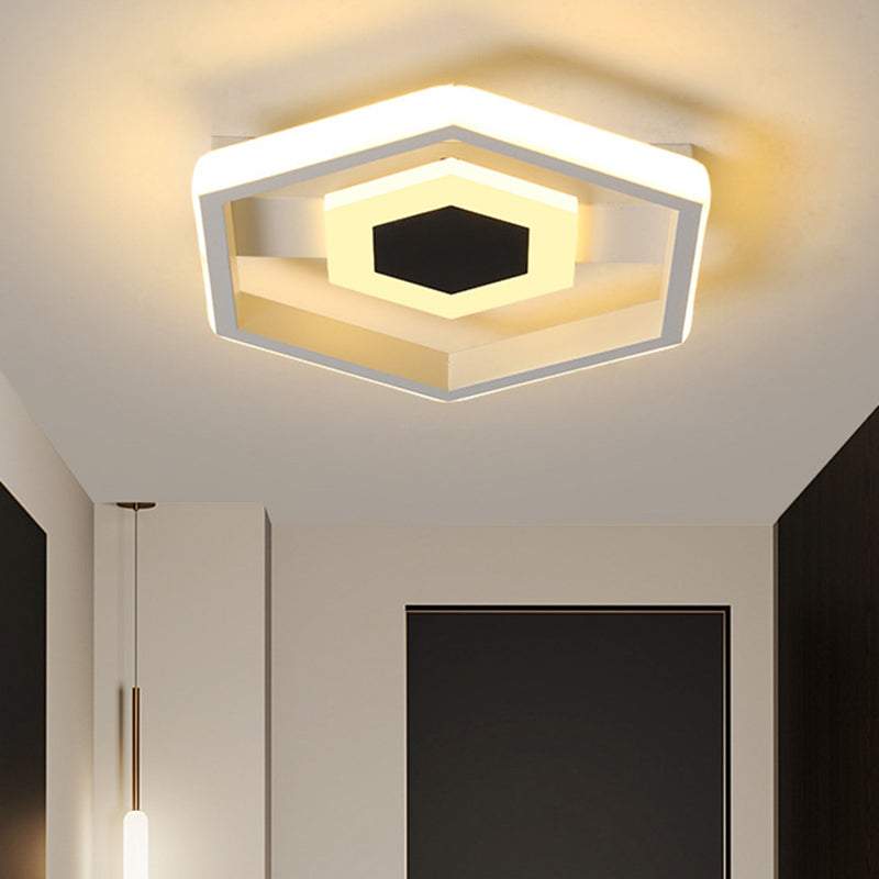 Modern Led Flush-Mount Light Fixture For Cloakroom In White/Warm