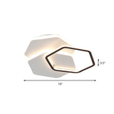 Hexagon Flush Mount Led Ceiling Lamp - Black And White Modernist Acrylic Fixture White/Warm Light