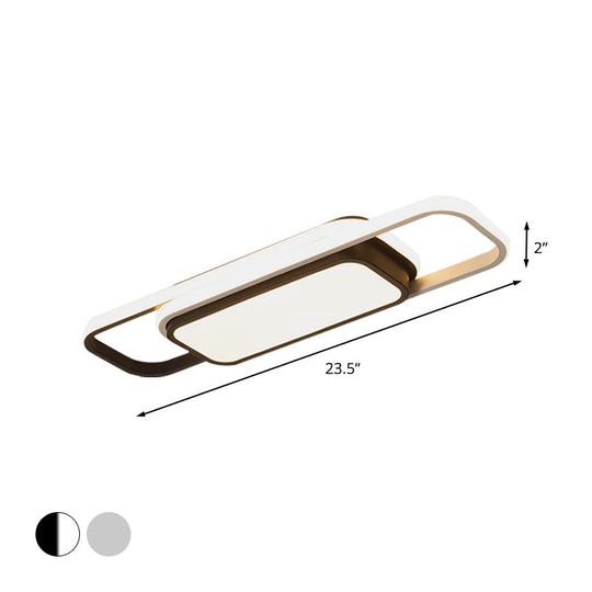 Modern Acrylic Flush Light Fixture - Grey/Black & White Led Flushmount (16/23.5) Warm/White