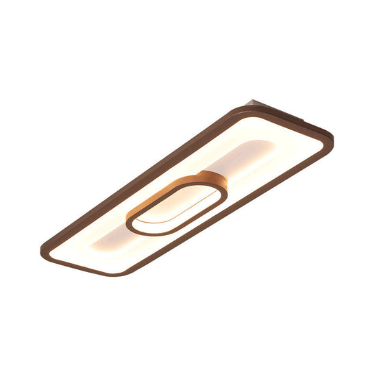 Rectangle Flush Mount Led Corridor Ceiling Light In Coffee White/Warm - 23.5/31.5 Wide Acrylic Panel