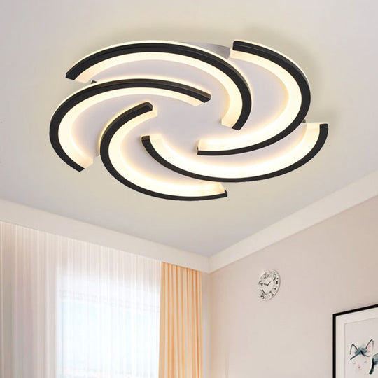 16’/19.5’ Modern Led Acrylic Spiral Flush Light Black Ceiling Mount For Bedroom - Warm/White /