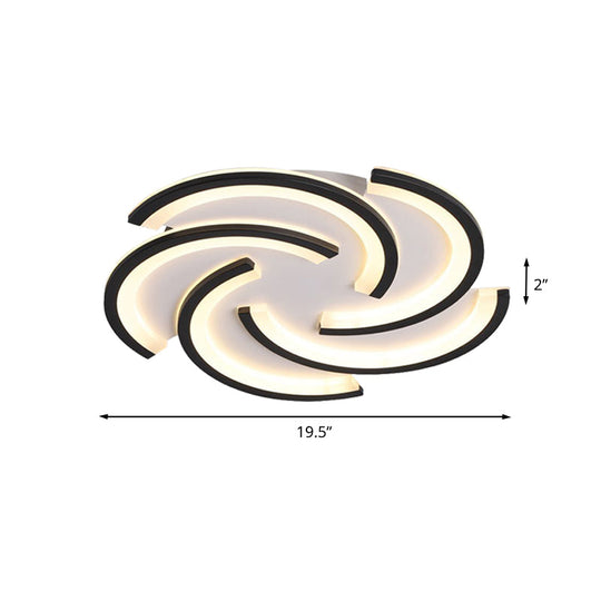 16’/19.5’ Modern Led Acrylic Spiral Flush Light Black Ceiling Mount For Bedroom - Warm/White