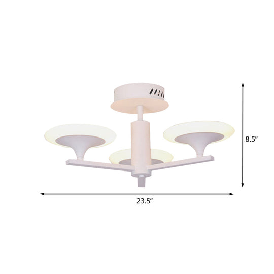 Contemporary Led Ceiling Lamp With Radial Design And Acrylic Shade In White/Warm Light