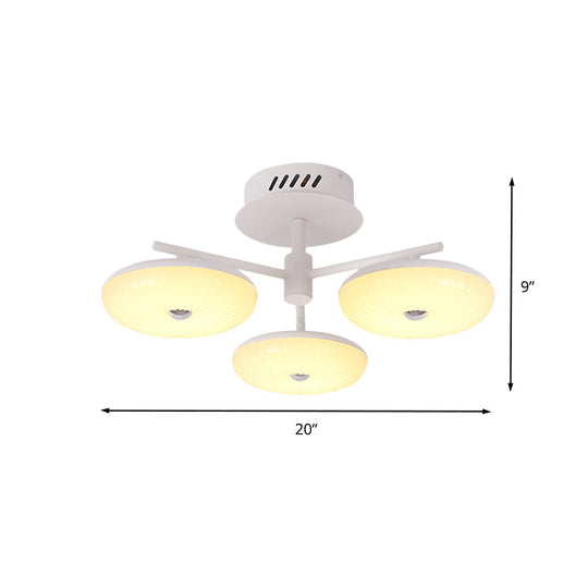 Minimalist Led Restaurant Flush Light Fixture - White Semi Ceiling Mount With Doughnut Acrylic