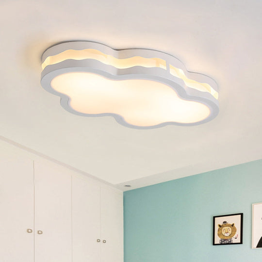 26’/22.5’ Cloud Flush Mount Led Bedroom Ceiling Lamp In White With Acrylic Shade