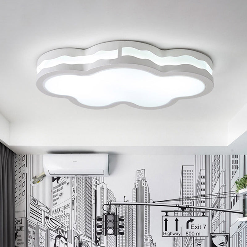 26’/22.5’ Cloud Flush Mount Led Bedroom Ceiling Lamp In White With Acrylic Shade