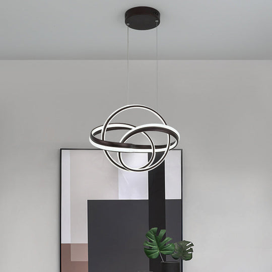 Modern Acrylic Twisted Ceiling Light Fixture - Led Hanging Chandelier In White/Coffee Dining Room