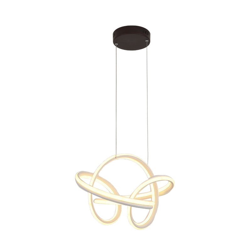Modern Acrylic Twisted Ceiling Light Fixture - Led Hanging Chandelier In White/Coffee Dining Room