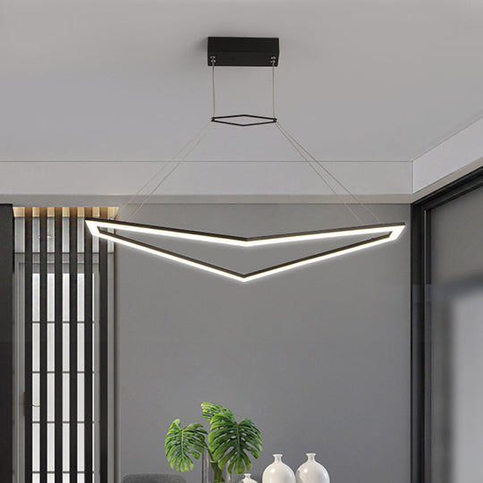 Modern Acrylic Geometric Chandelier - Led Pendant Light Fixture In Black White/Warm