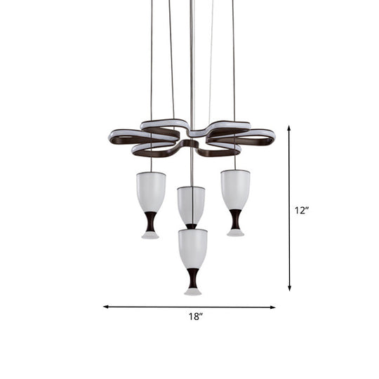 Modern Led Pendant Light With 4-Cup Coffee And Twist Design