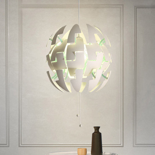 White Acrylic Blossom Pendulum Ceiling Light With Pull Chain - Modernist Style 1-Bulb Fixture