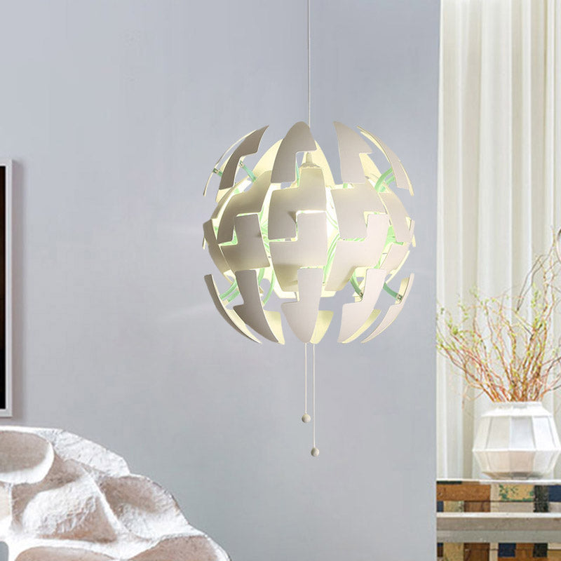Modern Acrylic Blossom Ceiling Pendant Light With Pull Chain - White Finish
