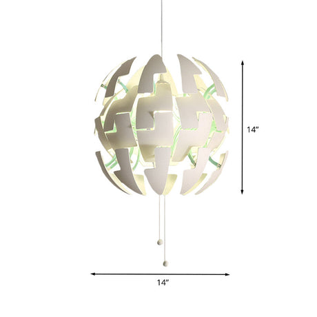 White Acrylic Blossom Pendulum Ceiling Light With Pull Chain - Modernist Style 1-Bulb Fixture