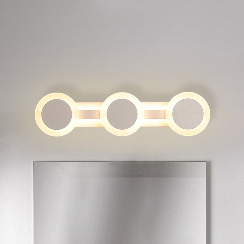 Modern White Led Vanity Light - 16/23.5 Linear Wall Sconce With Acrylic Shade Warm/White 3/4 Lights