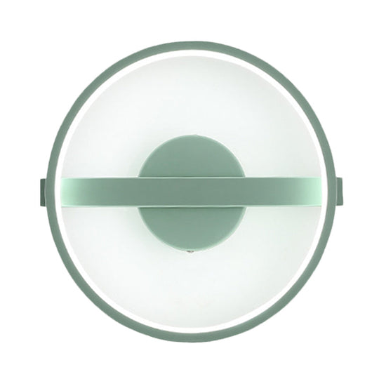Minimalist Led Acrylic Wall Lamp In Green - White/Warm Light 12.5/16.5 Dia