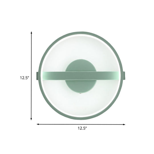 Minimalist Led Acrylic Wall Lamp In Green - White/Warm Light 12.5/16.5 Dia