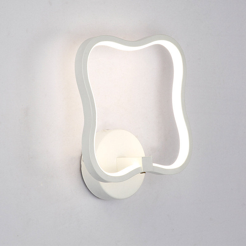 Minimalist White Curved Square Led Acrylic Wall Sconce - Warm Lighting /