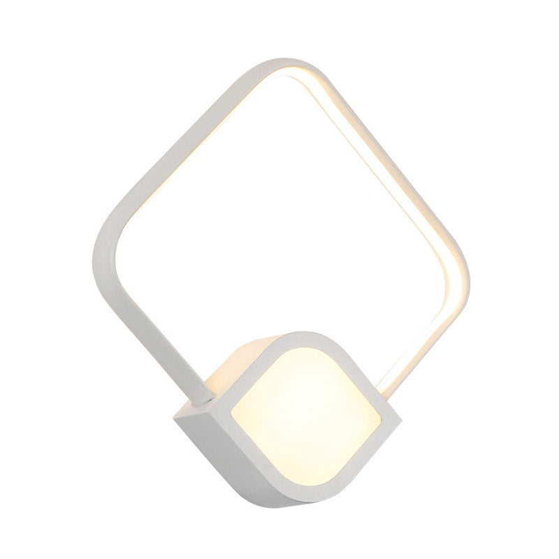 Modern Led Sconce - White Rhombus Wall Mount Lighting For Stairway
