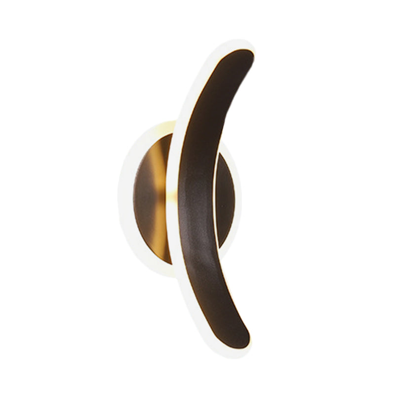 Minimalist Black Bend Led Wall Sconce - Acrylic Mounted Lamp In White/Warm Light