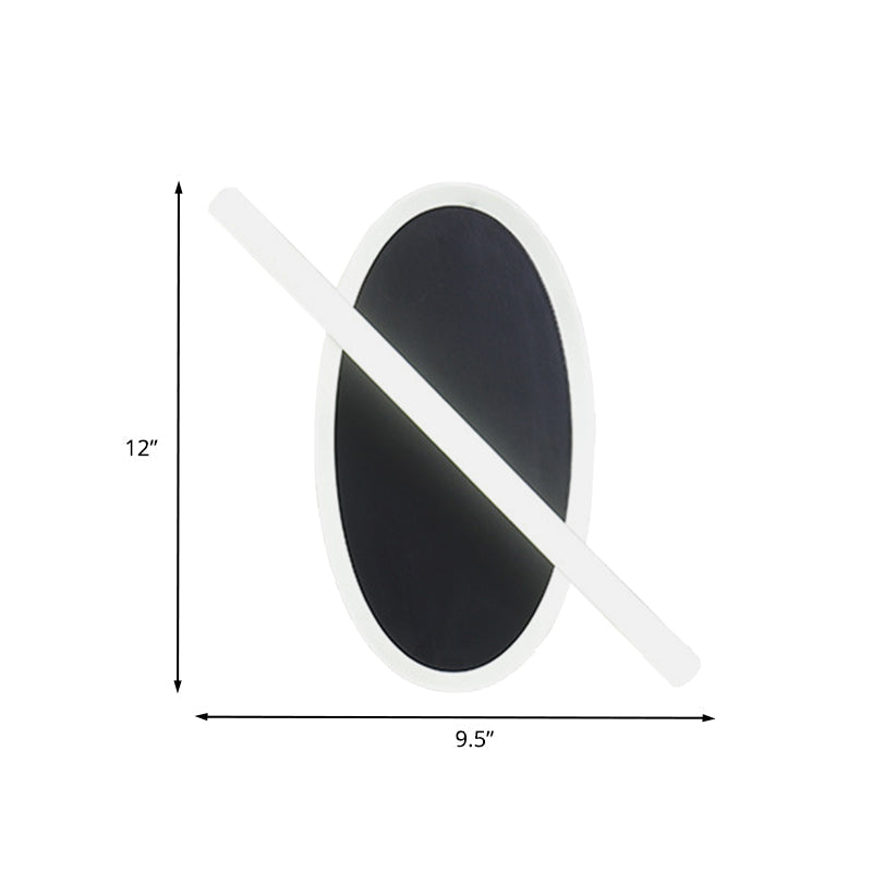 Modern Led Oval And Ring Wall Mount Sconce For Stairways In Black/White/Warm Light