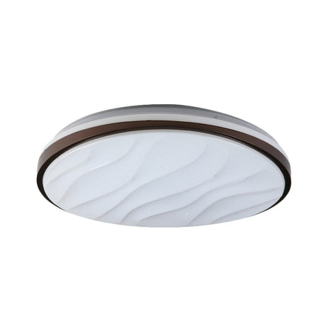 Modern Black Acrylic Led Ceiling Flush - Round & Wave Design 16/19.5 Dia Warm/White Light