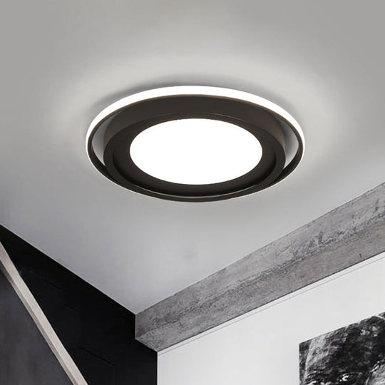 Modern Led Flush Mount Acrylic Round Lighting In White/Black For Bedroom White/Warm Light
