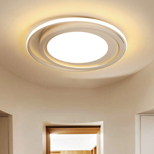 Modern Led Flush Mount Acrylic Round Lighting In White/Black For Bedroom White/Warm Light White /