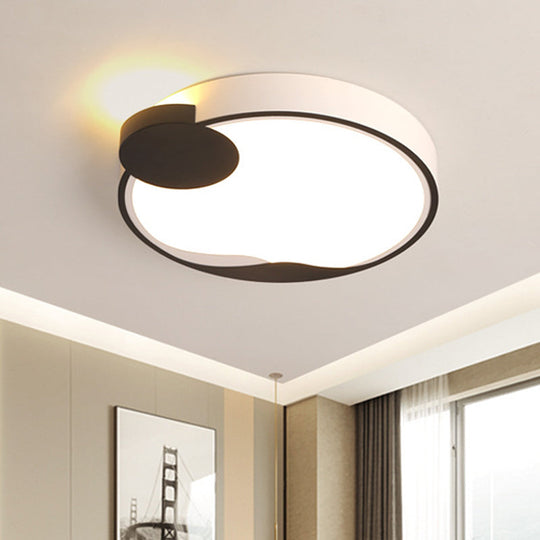 16/19.5 Modern White And Black Acrylic Flush Mount Led Ceiling Lamp In White/Warm Light Black-White