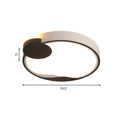 16/19.5 Modern White And Black Acrylic Flush Mount Led Ceiling Lamp In White/Warm Light