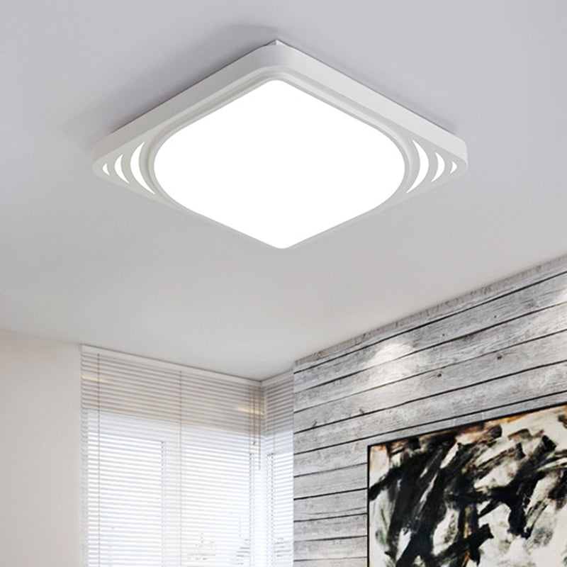 Led Flush Mount Ceiling Light Fixture - Square Design White Shade Warm/White 16.5’/20.5’ Wide /