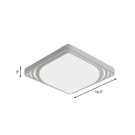Led Flush Mount Ceiling Light Fixture - Square Design White Shade Warm/White 16.5/20.5 Wide