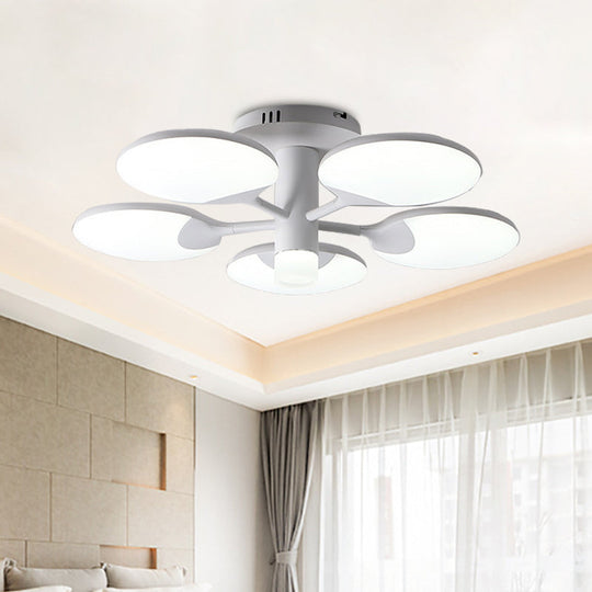 Modern 5 - Light Flush Led Ceiling Fixture With Acrylic Shade - White Table Tennis Theme