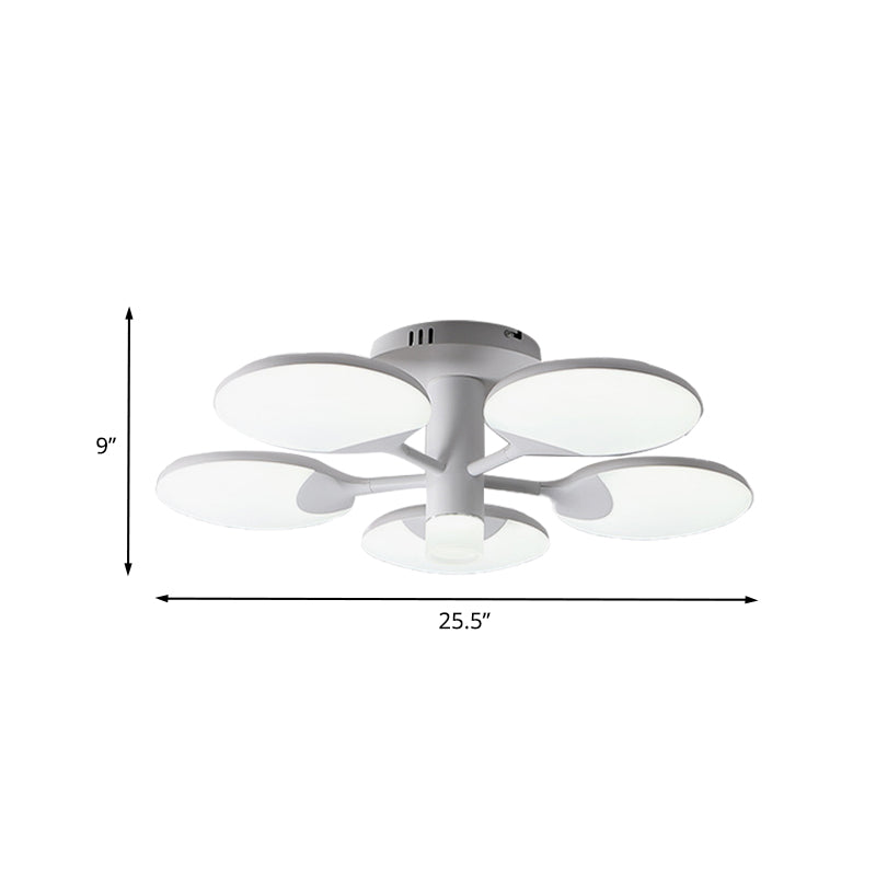 Modern 5 - Light Flush Led Ceiling Fixture With Acrylic Shade - White Table Tennis Theme