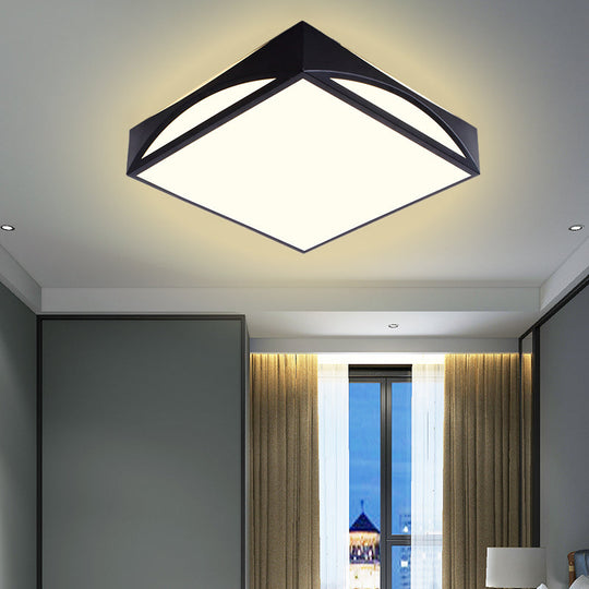 Minimalist White/Black Squared Box Flush Mount Light - 18.5/22.5 W Led Metallic Ceiling Lamp In