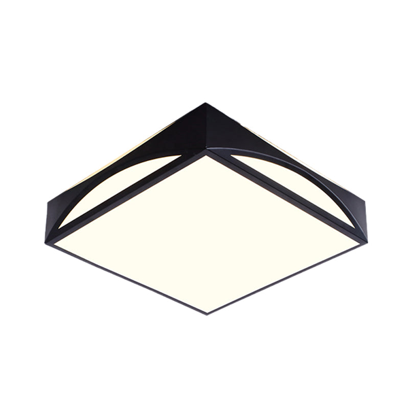 Minimalist White/Black Squared Box Flush Mount Light - 18.5’/22.5’ W Led Metallic Ceiling Lamp