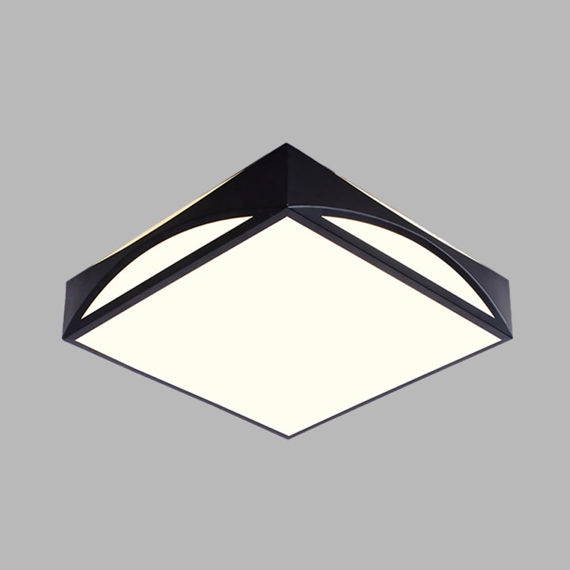Minimalist White/Black Squared Box Flush Mount Light - 18.5’/22.5’ W Led Metallic Ceiling Lamp