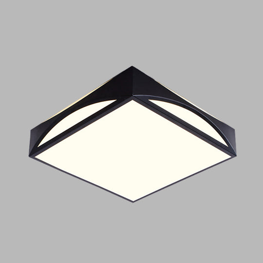Minimalist White/Black Squared Box Flush Mount Light - 18.5’/22.5’ W Led Metallic Ceiling Lamp