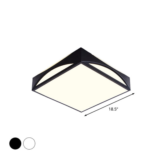 Minimalist White/Black Squared Box Flush Mount Light - 18.5/22.5 W Led Metallic Ceiling Lamp In