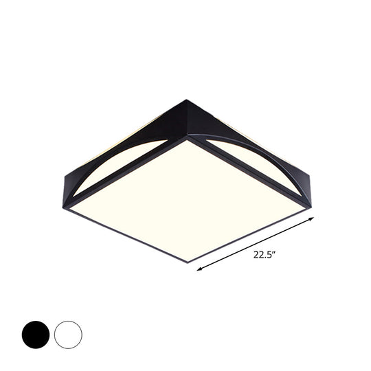 Minimalist White/Black Squared Box Flush Mount Light - 18.5’/22.5’ W Led Metallic Ceiling Lamp